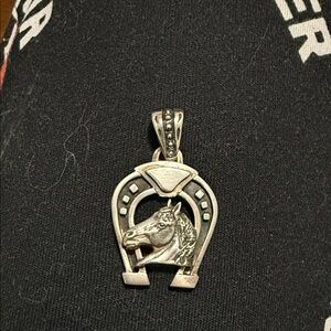 Sterling Horse Head & Horseshoe Pendant - Silver 925